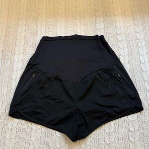 Women's Maternity Black Athletic Shorts